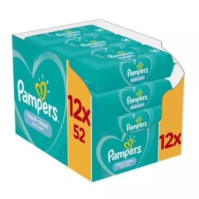 Pampers Chusteczki nawilane dla niemowlt Fresh Clean Zestaw 12 x 52 szt.