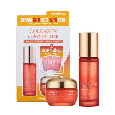 Skin627 Zestaw Collagen With Peptide serum do twarzy + krem do twarzy + maseczki do twarzy 3 x 22 ml