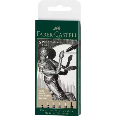 Faber-Castell Pitt artist pen black ko�c�wki xxs, xs, s, f, m, 1.5 etui 6 szt.