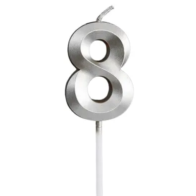 �wieczka na tort - cyferka 8 srebrna 4,8cm
