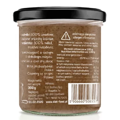 Diet-Food Krem z orzechw laskowych 300 g Bio