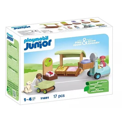 Playmobil junior Ekologiczny Stragan z w�zkiem wid�owym  71691
