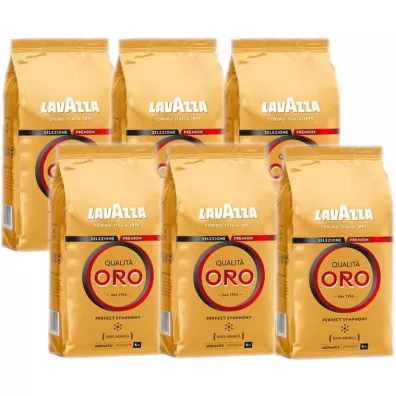 Lavazza Qualita Oro Kawa ziarnista palona Zestaw 6 x 1 kg