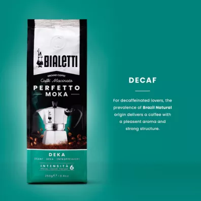 Bialetti Kawa mielona Perfetto Moka Deka Kawa bezkofeinowa 250 g