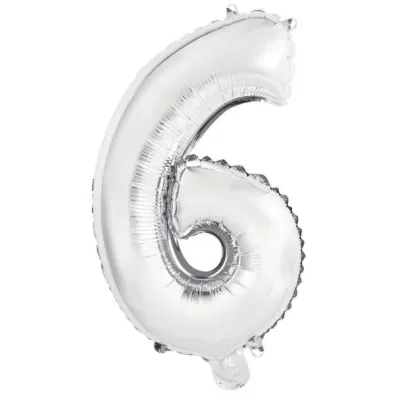 Amscan Balon foliowy mini cyfra 6 srebrna 29x40cm