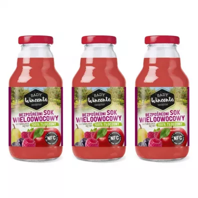 Sady Wincenta Sok 100% wieloowocowy naturalnie mtny toczony NFC Zestaw 3 x 330 ml