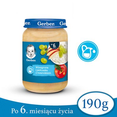 Gerber Deserek winogrona i jabuszka z twarokiem dla niemowlt po 6 miesicu 190 g