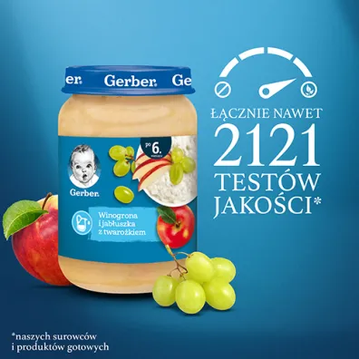 Gerber Deserek winogrona i jab�uszka z twaro�kiem dla niemowl�t po 6 miesi�cu 190 g