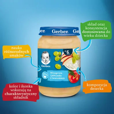 Gerber Deserek winogrona i jab�uszka z twaro�kiem dla niemowl�t po 6 miesi�cu 190 g