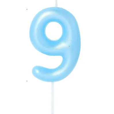 �wieczka na tort - cyferka Candy 9 niebieska 6cm