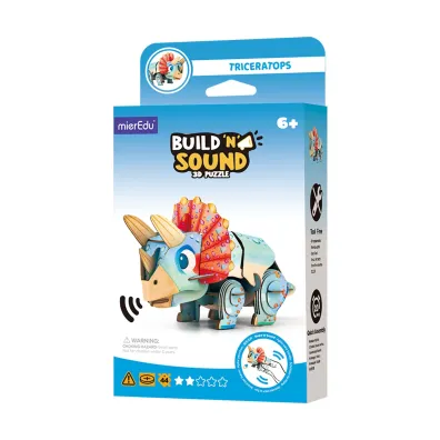 Puzzle 3D Buduj i s�uchaj Triceratops mierEdu