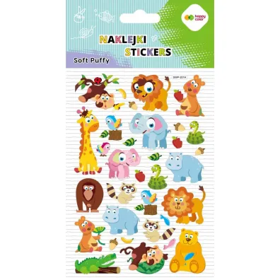 Happy Color Naklejki 3D SOFT PUFFY - Safari Friends, 110X205 mm