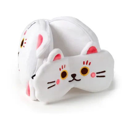Puckator Pluszowa poduszka podr�na z opask� na oczy "Relaxeazzz" - Lucky Cat