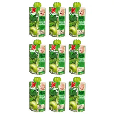 Kubu� Baby Mus po 5 miesi�cu jab�ko-zielony groszek-koper w�oski-broku� zgrzewka 9 x 100 g