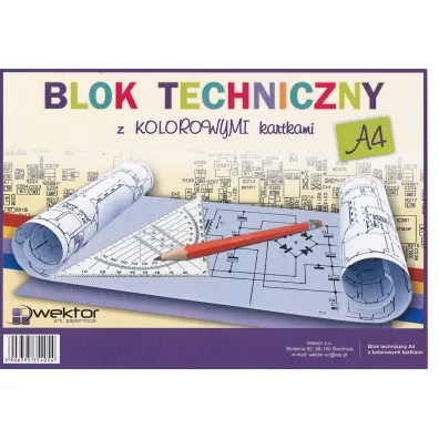 Wektor Blok techniczny A4 kolorowy 8 kartek