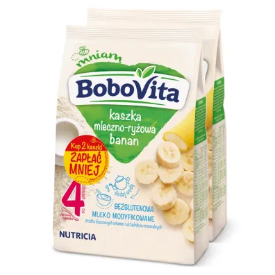 BoboVita Kaszka mleczno-ry�owa banan po 4 miesi�cu 2 x 230 g