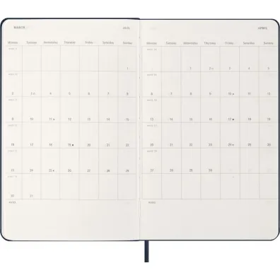 Kalendarz 2026 12M Moleskine L twarda oprawa dzienny Sapphire Blue 13x21cm