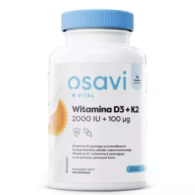 Osavi Witamina D3 + K2, 2000 IU + 100 mcg Suplement diety 120 kaps.