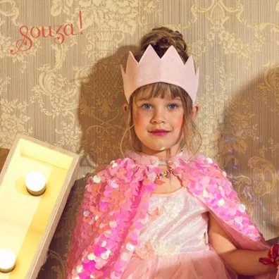 Souza! Kostium rowa peleryna z cekinami Laurence 5-7 lat