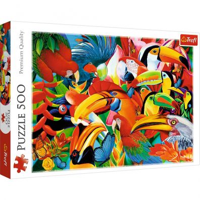 Puzzle 500 el. Kolorowe ptaki Trefl