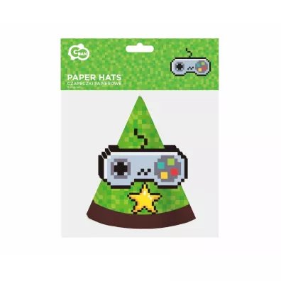 Godan Czapeczki papierowe Game On 6 szt.