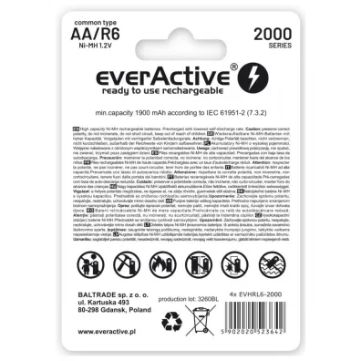 everActive Akumulatory paluszki R6/AA 2000 mAH, blister 4 szt.