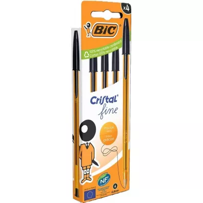 Bic D�ugopis Cristal Original Fine czarny 4 szt
