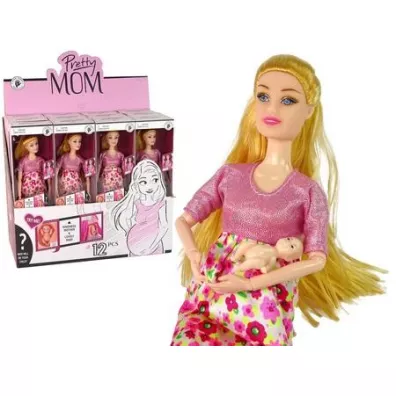 Lalka w ci��y r�owa sukienka w kwiaty LeanToys