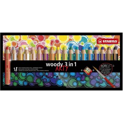 Stabilo Kredki Woody Arty 3w1 + temperwka 18 kolorw