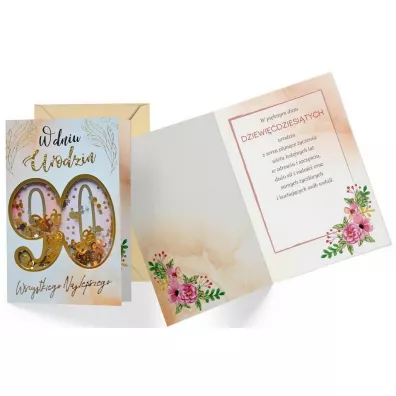 Kukartka Karnet B6 konfetti KNF-044 Urodziny 90