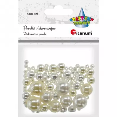 Titanum Koraliki plastikowe pere�ki per�owe bia�e 100 szt.