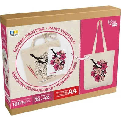 Torba do malowania Flowers 38x42cm Rosa