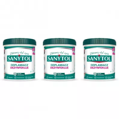 Sanytol Odplamiacz. Dezynfekuje i usuwa nieprzyjemne zapachy Zestaw 3 x 450 g