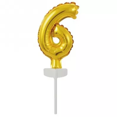 Amscan Balon foliowy mini cyfra 6 z�ota 7x12cm