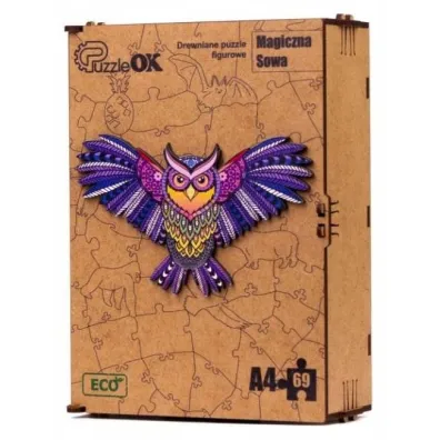 Puzzle drewniane eko 69 el. Magiczna sowa A4 PuzzleOK