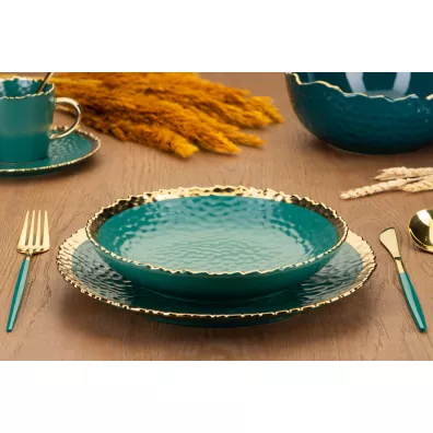 HowHomely Komplet 8 talerzy Kati Green Gold