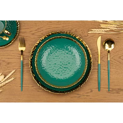 HowHomely Komplet 8 talerzy Kati Green Gold