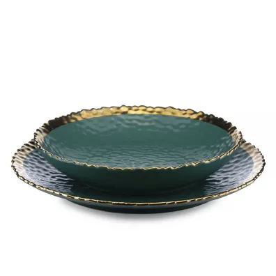 HowHomely Komplet 8 talerzy Kati Green Gold