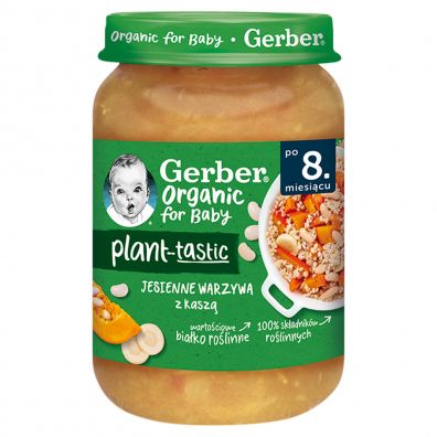 Gerber Organic Plant-tastic Obiadek jesienne warzywa z kaszą dla niemowląt po 8 miesiącu 190 g Bio