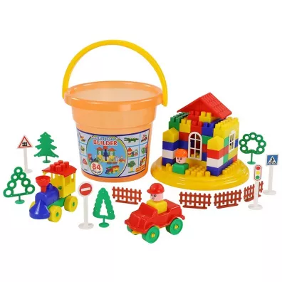 Polesie 37213 Klocki Budowniczy (84 elem. w wiaderku Maxi)