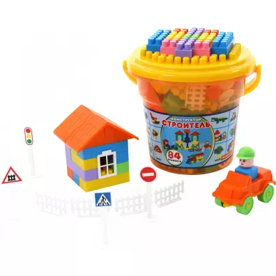 Polesie 37213 Klocki Budowniczy (84 elem. w wiaderku Maxi)