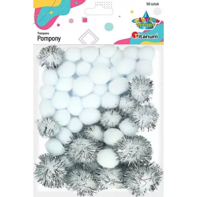 Titanum Pompony poliestrowe i brokatowe 50 szt.
