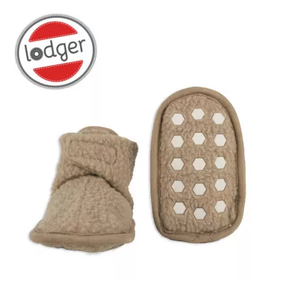 Lodger Buciki polarowe z antypolizgow podeszw beowe Teddy Fleece Beige 6-12 mies.