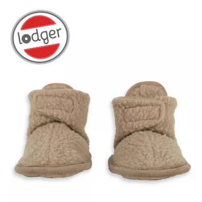 Lodger Buciki polarowe z antypolizgow podeszw beowe Teddy Fleece Beige 6-12 mies.
