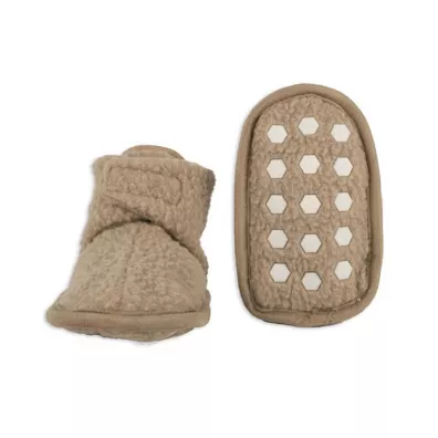 Lodger Buciki polarowe z antypolizgow podeszw beowe Teddy Fleece Beige 6-12 mies.