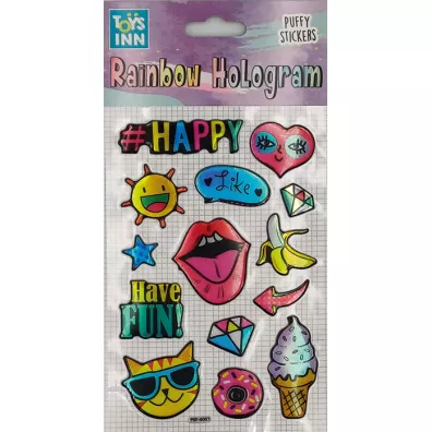Stnux Naklejki rainbow hologram - Happy