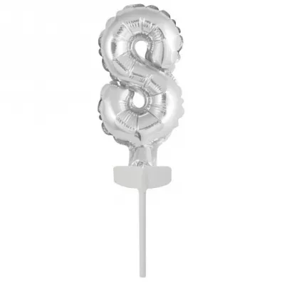 Amscan Balon foliowy mini cyfra 8 srebrna 6,5x12cm