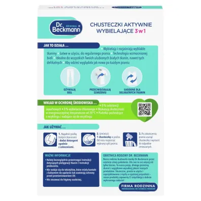Dr. Beckmann Chusteczki aktywnie wybielaj�ce 3w1 15 szt.