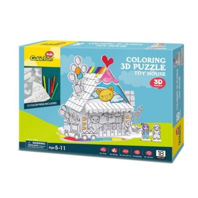 Puzzle 3D Dom do kolorowania Cubic Fun