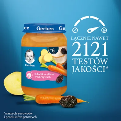 Gerber Obiadek schabik ze �liwk� w warzywach dla niemowl�t po 6 miesi�cu 190 g